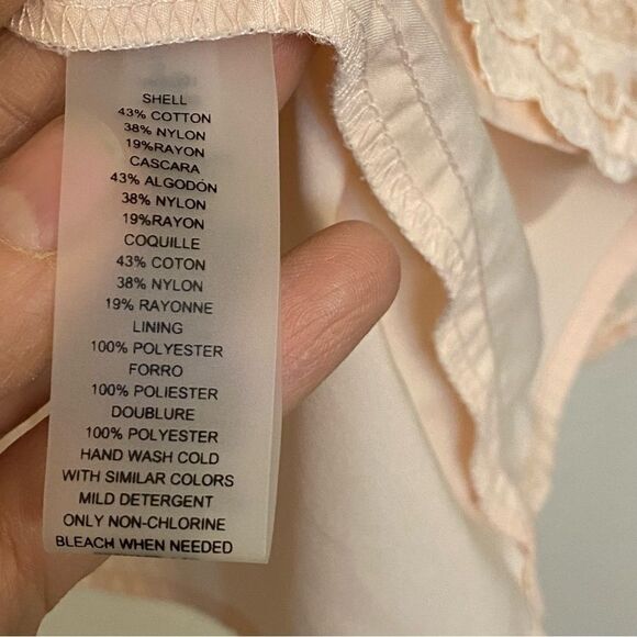 Vince Comuto blush Pink Lace Mini Dress bell sleeves scalloped scoop boat neck 4 - Picture 6 of 11